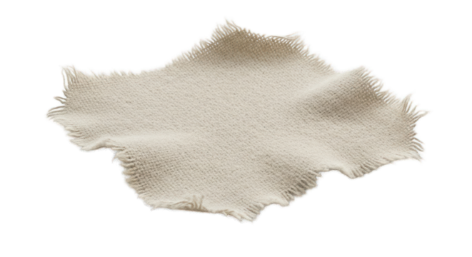 Rough-edged Burlap Patch with Visible Weave Texture.