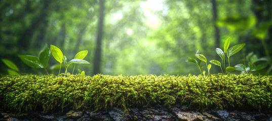 Lush Details of Forest Moss Close-Up with Realistic Texture and Natural Lighting