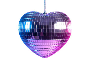  Heart-Shaped Disco Ball with Vibrant Blue and Pink Reflections