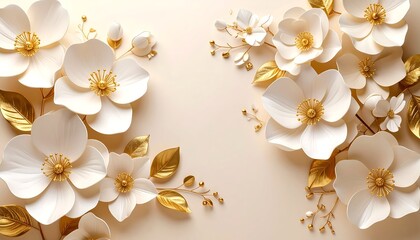 Delicate white flowers with gold accents