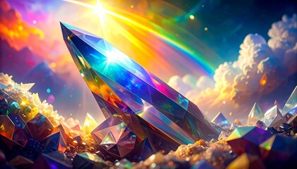 Prismatic Crystal Tower A Majestic Display of Colors and Light