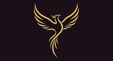 Golden phoenix logo design illustration vector art graphic symbol fire bird rebirth mythology legend concept