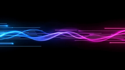 Dynamic glowing waves flow with brilliant blue and pink light, perfect for modern tech backgrounds and visual communication projects needing a vivid look