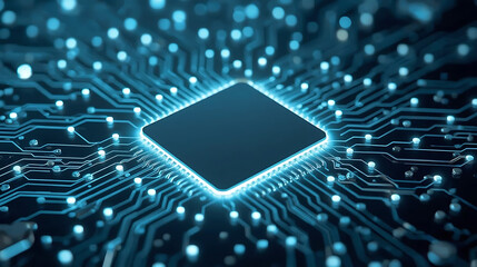 Innovative technology chip powering advanced systems with futuristic glow, ideal for technology, data, and artificial intelligence projects and designs