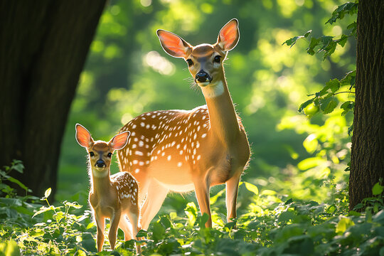 Wild Wisconsin: Free-Ranging White Tailed Deer in Urban Oasis - Park Setting with Gentle Herd Dynamics among Fawns, Doelings, and Majestic Bucks