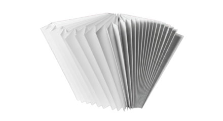 Accordion-Folded White Paper Structure with Sharp Edges and Geometric Design.