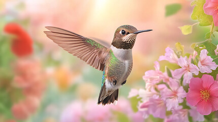 Suspended Time: Ultra-Slow Motion Footage of a California Hummingbird in Flight, Captivating the Beauty of its Delicate Form and Feathery Wing Movement