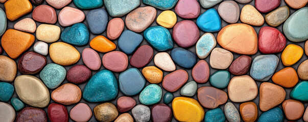 Vibrant Beachy Background Featuring Small Sea Stone Pebbles and Abstract Nature Pattern with Pastel Hues, Soft Gradient, and Texture