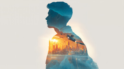 Double Exposure City and Man