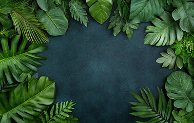 Mysterious Tropical Leaf Pattern with Intricate Foliage and Textured Dark Green Background, Perfect for Nature Lovers and Graphic Design Enthusiasts