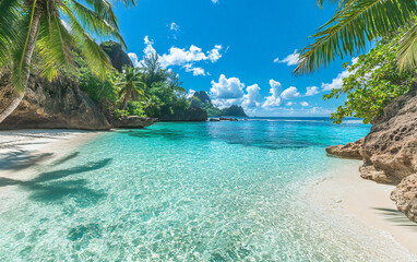 Secluded Paradise: Ane Lazio Beach Resort with Turquoise Waters, Soft White Sand, and Tropical Palm Trees