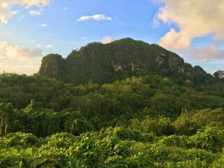 Karst hills in the Meratus mountain forest, Tropical Rainforest of Borneo, Indonesia.