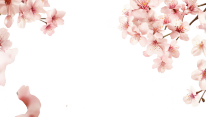 A serene background featuring delicate pink cherry blossom flowers framing a soft. blurred light. creating a peaceful atmosphere ideal for spring-themed designs or nature-inspired projects