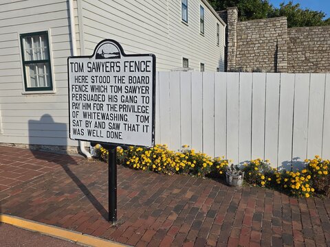 Mark Twain's Boyhood home and White Picket Fence on Hill Street in Hannibal Missouri 09.15.2025