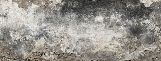 Obraz premium A panoramic view of a weathered, textured surface, showing a blend of grays, browns, and whites, reminiscent of aged stone or concrete, with areas of discoloration and peeling