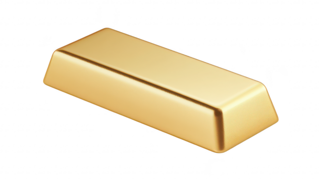 A shiny gold bar resting on a clean white surface. symbolizing wealth and prosperity. ideal for financial themes. investment discussions. or luxury concepts in marketing materials