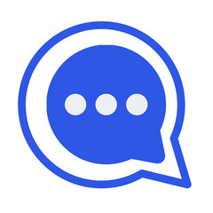 Blue speech bubble icon with three white dots representing typing or message