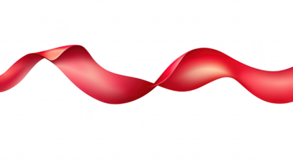 A flowing red ribbon gracefully undulating against a clean white background. creating a sense of elegance and movement. ideal for festive or celebratory themes