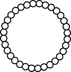 Simple line tasbih beads in circular pattern isolated vector, Islamic prayer beads illustration, Minimal Muslim worship accessory line art, Ramadan and Eid religious vector