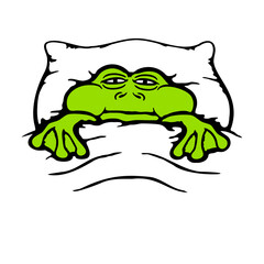 Frog Toad Exhausted Tired Under Bed Duvet Pillow Sleepless Sleepy