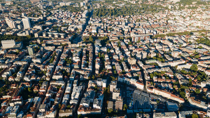 Fototapeta premium Aerial view of Belgrade Vračar historic city center with urban architecture