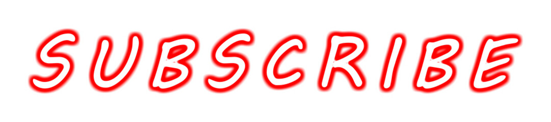 Red outlined text that says subscribe, isolated on transparent background