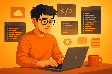 Robot head with illuminated optical sensors depicting facial recognition and security systems in the era of artificial intelligence