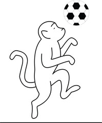 Cartoon monkey playing with a soccer ball isolated on white background