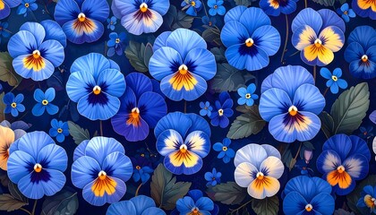 Vibrant blue pansies and forget-me-nots (1)
