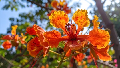 Vibrant orange flower cluster close up