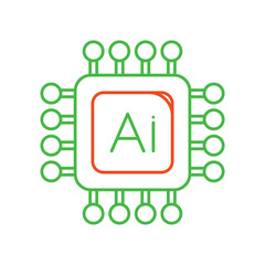 Artificial Intelligence icon with white background vector stock illustration