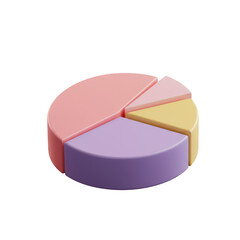 3d pie chart with four colorful slices, isolated on transparent background