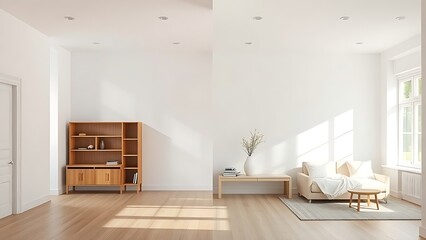 Interior renovation progress comparison, showing a simple room transformation with ambient lighting.