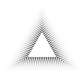 Triangular dotted frame with fourteen concentric outlines of varied thickness, arranged from thicker inside to thinner outside, enhanced by a fading gradient from center outward.