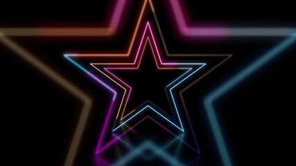 Neon star shapes corridor on black background - Powered by Adobe