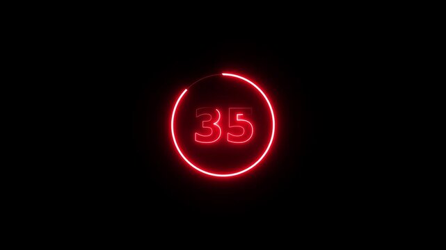 0 to 40 second modern digital countdown timer animation on black background. blue and red color top ten countdown number of animation. 4k