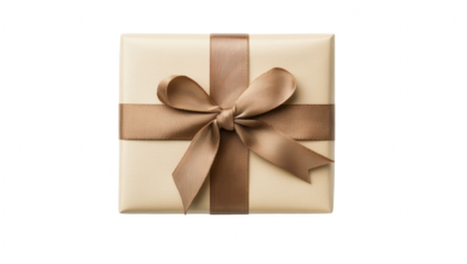 A beautifully wrapped gift box with a satin ribbon bow. placed on a clean. white surface. symbolizing celebration and thoughtfulness. ideal for use in marketing materials or festive occasions