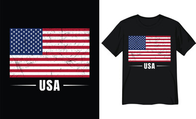 Fototapeta premium Distressed American Flag with Grunge USA Typography