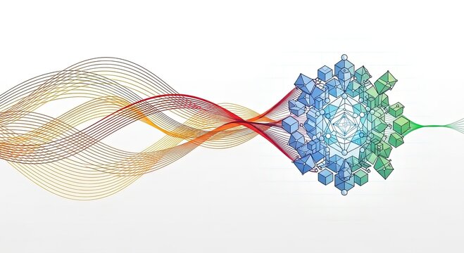 Dynamic network connection flowing into vibrant data architecture for modern tech solutions