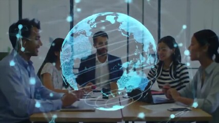 Global Digital Network Plexus with Business People Collaboration Overlay - Powered by Adobe