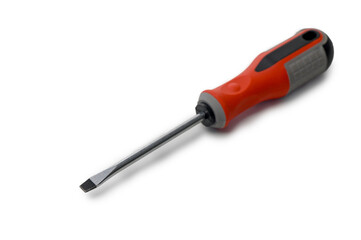 Flat screwdriver isolated on white background