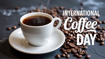 A cup of hot coffee for international coffee day
