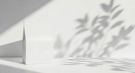 Clean Minimalist Copy Space White Background with Botanical Shadow Overlay