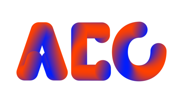 Vibrant 3D AEO Letters with Gradient on Transparent Background