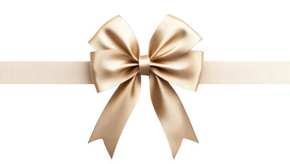 Elegant cream-colored satin bow tied perfectly around a smooth. light background. symbolizing celebration and gift-giving. ideal for invitations or packaging design