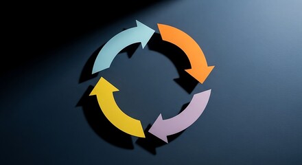 Fototapeta premium Colorful arrows forming a circular flowing cycle