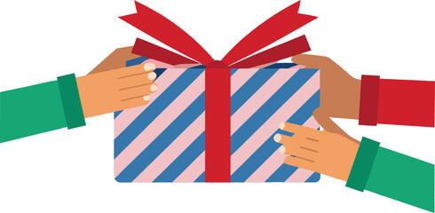 Naklejka premium Gift Exchange: Hands and Present