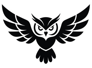Obraz premium Modern abstract owl logo in black and white silhouette style for branding and identity design