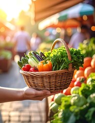 Fresh basket of produce at market