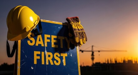 Construction safety awareness protecting workers in urban industrial settings sunset